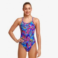 FUNKITA - Girls Single Strap One Piece Peacock Paradise