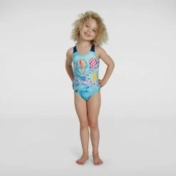 Speedo - Girls Swimsuit Digital Placement 1 Piece Purple/Blue