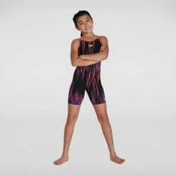 Speedo - Girls Junior Fastskin Endurance+ Openback Kneeskin Black/Purple