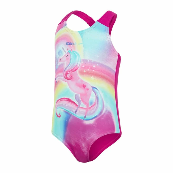 Speedo - Girls Swimsuit Digital Placement 1 Piece Pink 3 Speedo - Girls Swimsuit Digital Placement 1 Piece Pink
