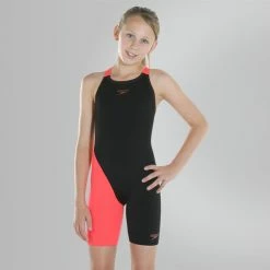 Speedo - Girls Junior Fastskin Endurance+ Openback Kneeskin Black/Red