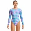 FUNKITA - Girls Swimsuit Long Shot One Piece Pastel Palm -Girls Swimwear Shop FKS060G71321 grande