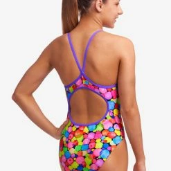 FUNKITA - Girls Diamond Back One Piece Bubble Piece -Girls Swimwear Shop FS11G BUBBLE TEA 05 grande