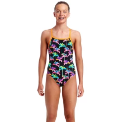 FUNKITA - Girls Tie Me Tight One Piece Palm Drive -Girls Swimwear Shop Funkita Tie me Tight palm drive grande
