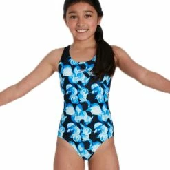 Speedo - Girls Swimsuit Allover Splashback Black/Blue