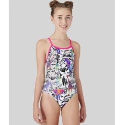 Maru - Girls Neon Safari Pacer Fly Back White/Multi -Girls Swimwear Shop Maru Neon 2 grande