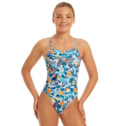 Amanzi - Girls Coral Camo Swimsuit
